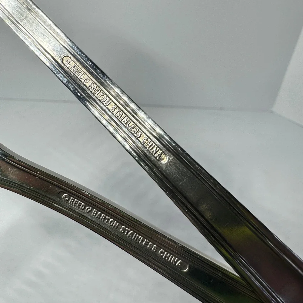 Reed & Barton Royal Shell Stainless Steel Serving Spoon & Pierced Pie Server VTG